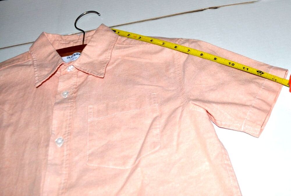 Old Navy Boys Pale Pink Short Sleeve Oxford Button Down Shirt L 10-12 - Picture 7 of 8